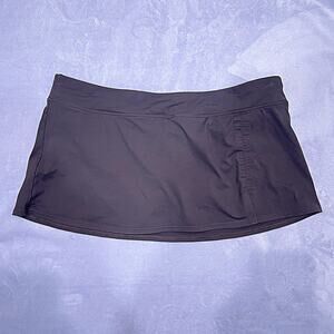 LANDS END Tummy Control Swim Skirt Brown Built In Liner Modest Womens 12